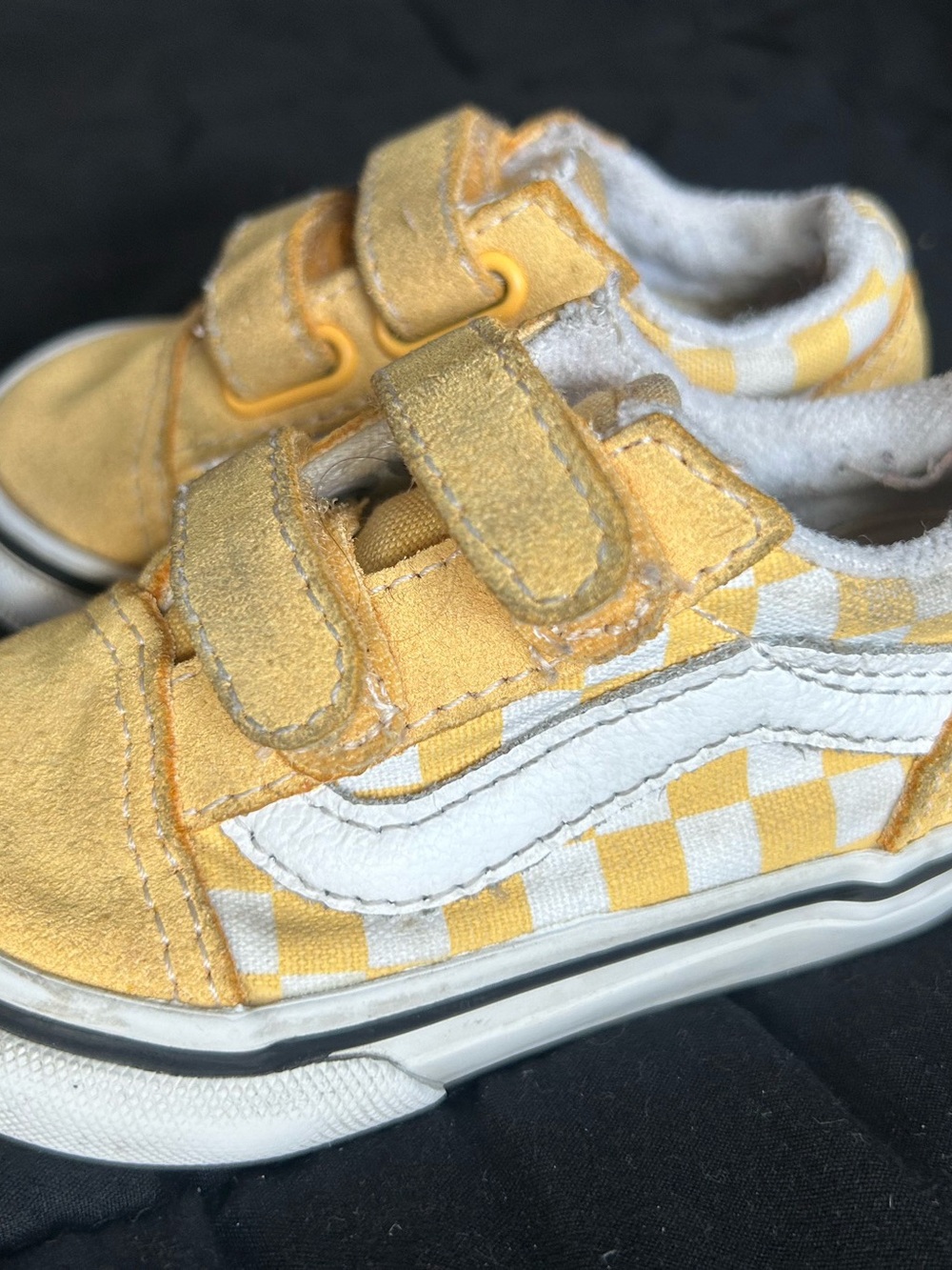 Vans Old Skool V Checkerboard Yellow White Toddler Sneakers